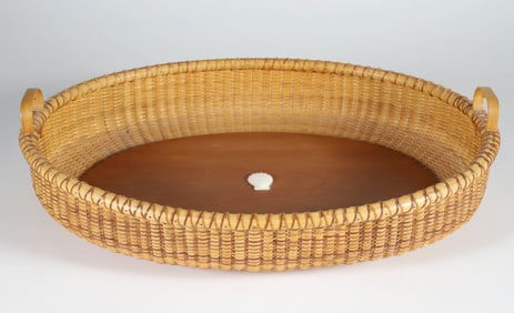Woven Oval Double Handle Nantucket Basket Serving Tray