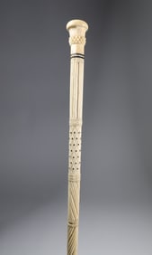 Whaler Made Mushroom Knob Walking Stick, mid 19th Century