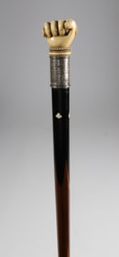 Whaler Made Clenched Fist Walking Stick, 19th Century