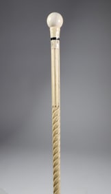 Whaler Made Ball Grip Walking Stick, mid 19th Century