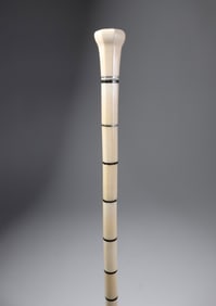 Whaler Made Octagonal Crown Knob Walking Stick, 19th Century