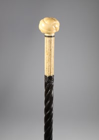 Whaler Made Monkey Fist Grip Walking Stick, 19th Century