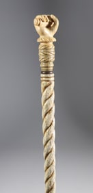 Whaler Made Fist Holding Dowel Walking Stick, early 19th Century