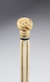 Whaler Made Turks Knot Grip Walking Stick, mid 19th Century