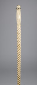 Whaler Made Whalebone Walking Stick, 19th Century