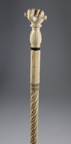 Whaler Made Clenched Fist With Dowel Walking Stick, early 19th Century