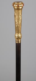 French Jeweled Gold Lady's Walking Stick, 19th Century