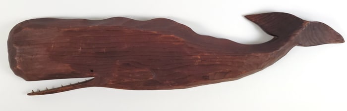 Vintage Folk Art Hand Carved Sperm Whale Plaque