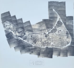 Vintage Mid Century Nantucket Island Aerial Photograph Collage Map