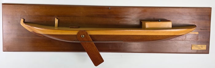 Fine Vintage Shipbuilders Half Hull Model, "Fanny M", Piscataqua Gundalow, 20th century