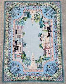 Large Vintage Claire Murray Charleston South Carolina Scene Hooked Rug