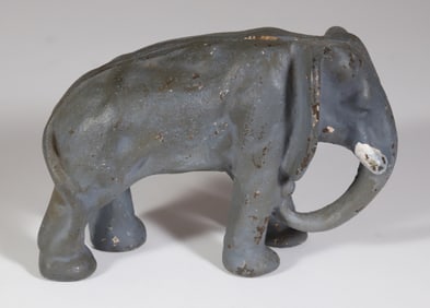Painted Cast Iron Elephant Still Bank