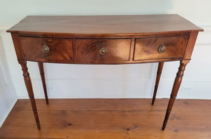 Georgian Mahogany Bow Front Three Drawer Server, 19th Century
