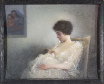 Walter Gilman Page Oil on Canvas "Nursing"