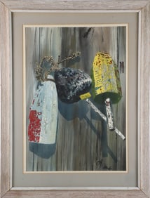 Marshall DuBock Watercolor on Paper "Buoy Still Life", circa 1967