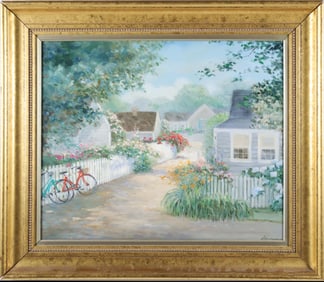 R. Anderson Oil on Canvas "Down a Little Lane Sconset", circa 1969