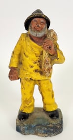Antique Cast Iron Old Salt Fisherman Doorstop