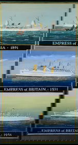 Vintage Canadian Pacific Ocean Liners Oil on Board Ship Triptych Painting