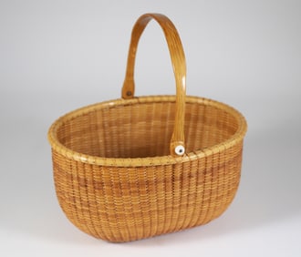 Bill and Judy Sayle Oval Nantucket Basket with Swing Handle, circa 1982