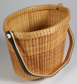 Jean M. Valerio Woven Octagonal Open Swing Handle Nantucket Basket, circa 2008