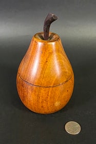 Vintage Fruitwood Pear Form Tea Caddy, 20th Century