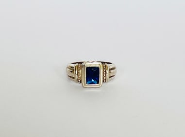 Sterling Silver Ring Set with Blue Stone
