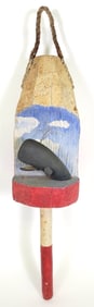 Vintage Folk Art Sperm Whale Wooden Buoy Whimsical Carving