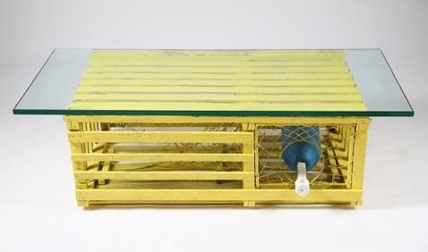 Glass Top Lobster Trap Coffee Table
