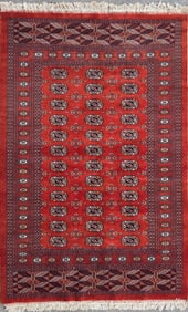 Vintage Hand Knotted Bokhara Oriental Rug