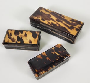 Three Antique 19th C. English Tortoiseshell Miniature Boxes