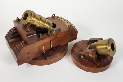 Two Miniature Brass Models of 18th and 19th C. Military Siege Mortar Cannons