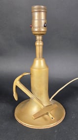 Vintage Solid Brass Nautical Anchor Desk Lamp, 20th Century