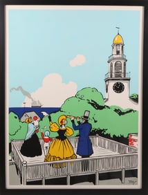 Tony Sarg Silk Screen Poster "Family on the Roof Walk"