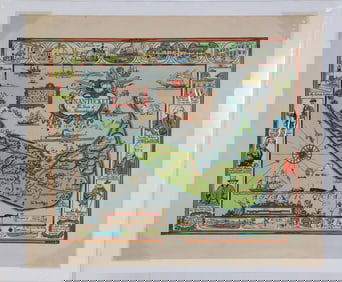 Original 1926 Tony Sarg Chromolithograph "Map of Nantucket"