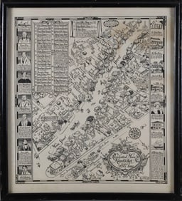 1937 Tony Sarg Map of Residential Main Street, Nantucket