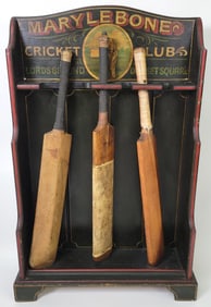Vintage Marylebone Cricket Club Paint Decorated Bat Rack