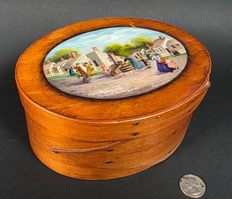 Eleanor F Koshgarian Sconset Pump Nantucket Paint Decorated Ditty Box, 20th century