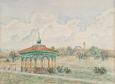 India Boyer Architectural Watercolor "Spring House Gazebo Eden Park Cincinnati Ohio"