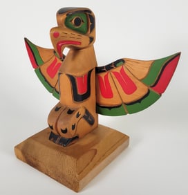 Louis Joseph Northwest Coast Carved and Painted Eagle Totem