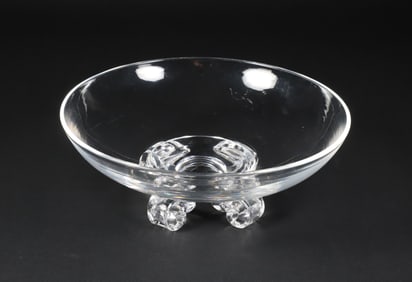 Signed Steuben Clear Glass Footed Bowl