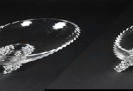 Signed Steuben Clear Glass Footed Bowl: Signed Steuben Clear Glass Footed Bowl Diameter 8 in.