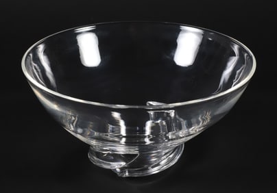 Signed Steuben Clear Crystal Bowl on Spiral Base