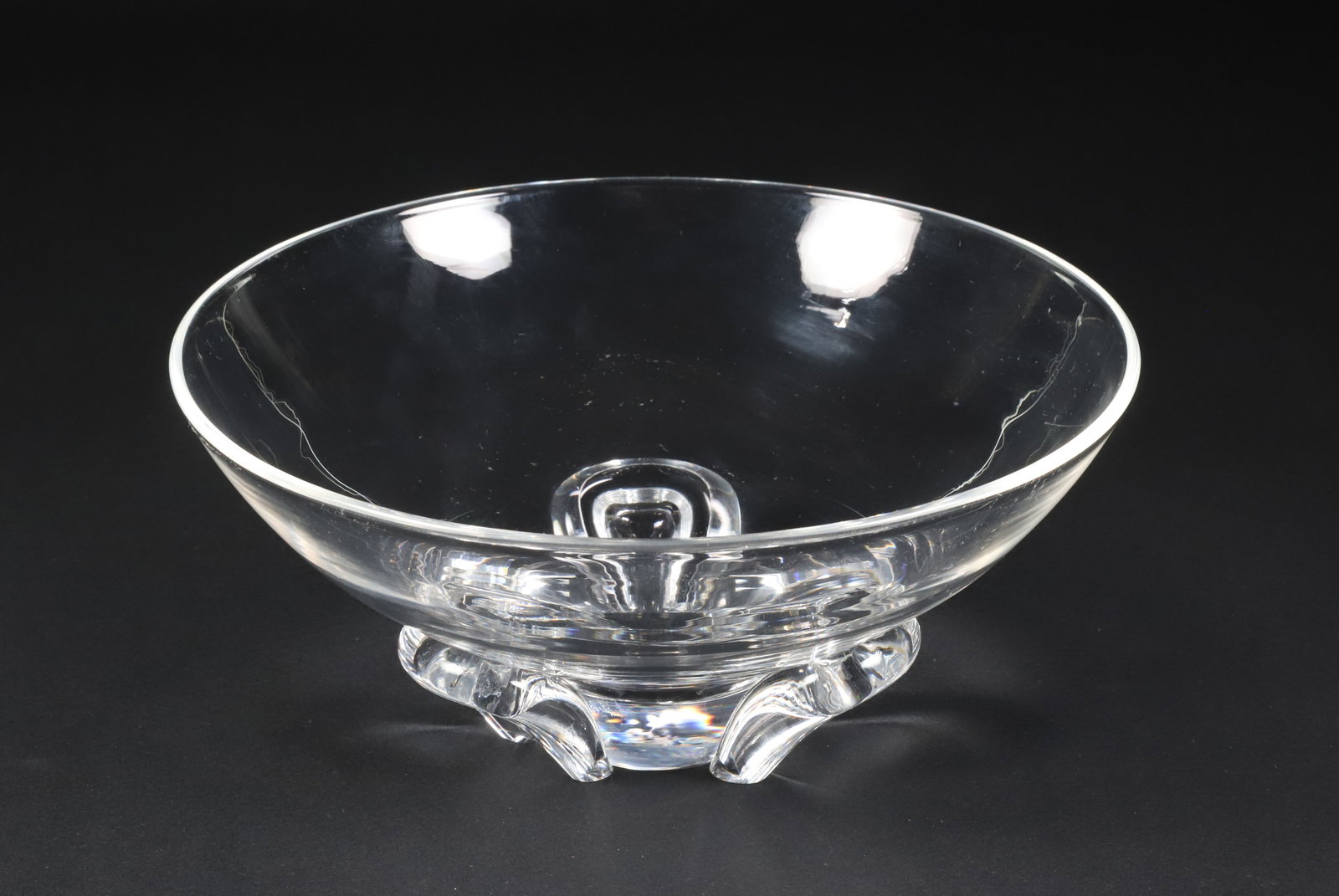Signed Steuben Clear Glass Floret Bowl: Signed Steuben Clear Glass Floret Bowl Diameter 8 in.