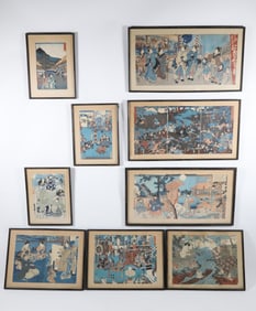 Collection of 9 Japanese Woodblock Prints