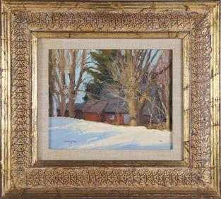 T. Allen Lawson Oil on Masonite "New England Winter", circa 1988