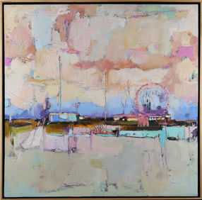 Alison Hall Cooley Contemporary Oil on Canvas Abstract Landscape "Nightblooms"