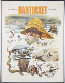Robert Perrin Pencil Signed Poster "The Finest Kind Nantucket Bay Scallops", circa 1978