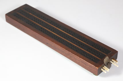 Vintage Multiwood Cribbage Board with Pegs