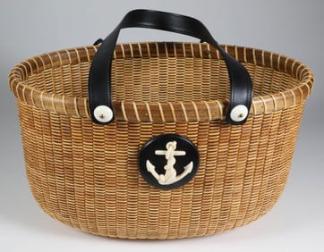 Jean M. Valerio Woven Oval Open Nantucket Basket Handbag, circa 2017