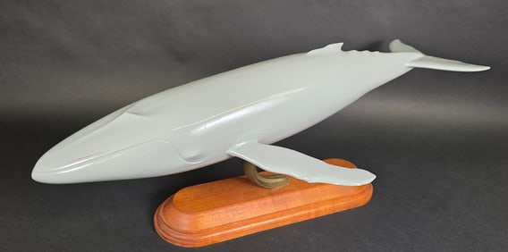 Vintage Carved and Painted Humpback Whale Sculpture, 20th century